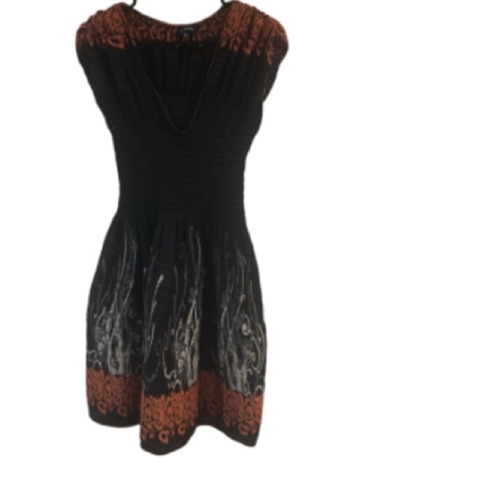 Max Edition Black and Orange Mini Dress